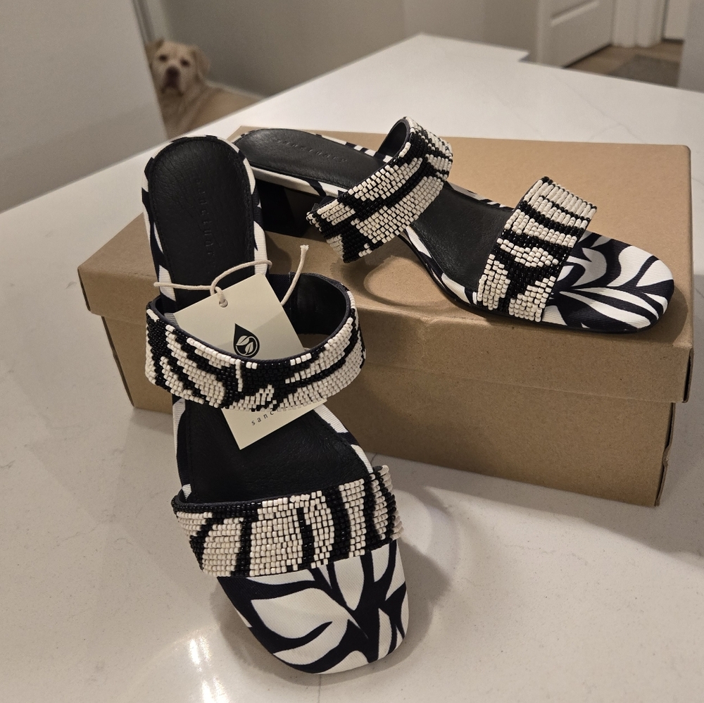 Sanctuary Black and White Beaded Sandals - Picture 2 of 8